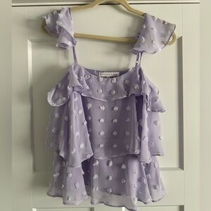 NWOT Lavender Swiss Dot Ruffle Tank